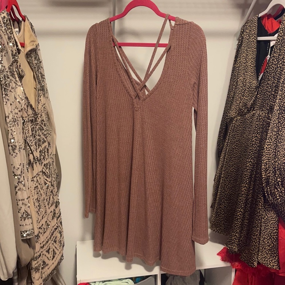 Tobi large waffle knit flowy dress